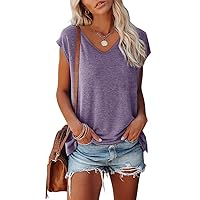 Womens Tops Summer t Shirts 2023 Fashion Basic Short Sleeve Round Neck Loose Dressy Tunic Blouse Cute Graphic Tees