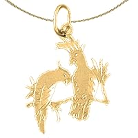 14K Yellow Gold Parrot Pendant with 18