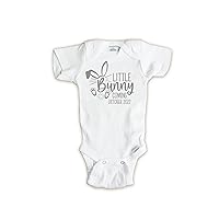 Little Bunny On the Way Pregnancy Announcement Onesie, Somebunny is Eggspecting, Gift for Dad to Be, Easter Gift for Grandparents (3-6 months, black)