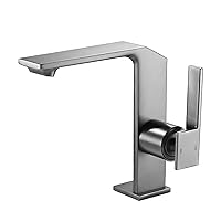 Faucets,Waterfall Basin Mixer Tap Brass Single Hole Bathroom Basin Tap/Grey