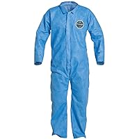 DuPont ProShield 10 Disposable Protective Coverall with Serged Seams, Open Cuff and Ankles, Blue, Large, 25-Pack