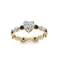 Choose Your Gemstone Marquise And Round Eternity Ring yellow gold plated Heart Shape Side Stone Engagement Rings Lightweight Office Wear Everyday Gift Jewelry US Size 4 to 12