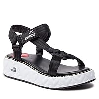 Love Moschino Women's Black Wedge Sandals Shoes