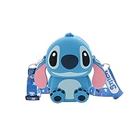 Kawaii Stitch Crossbody Bag with Adjustable Shoulder Strap, Handbag with Zipper Cute Anime Stitch Coin Wallet Purse Shoulder Bag Coin Pouch Accessories Money Bag for Students Teens Girls Boys -Blue