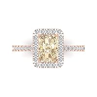 Clara Pucci 1.79ct Emerald Cut Solitaire with accent Genuine Morganite Proposal Designer Wedding Anniversary Bridal ring 14k Rose Gold