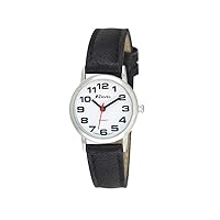 Ravel Women's Easy Read Watch with Big Numbers - Black/Silver Tone/White Dial