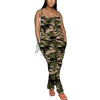 Nimsruc Womens Jumpsuits Casual Summer Rompers Sling Sleeveless Loose Baggy Overalls Jumpers With Pockets 2024