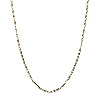 14k Gold 2.5mm Semi solid Curb Chain Necklace Jewelry for Women - Length Options: 16 18 20 22 24 26 28