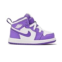 Jordan 1 Mid Baby/Toddler Shoes (DQ8425-511, Purple Venom/White) Size 7