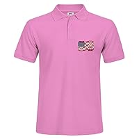 American Bowling Flag Style Men Fashion Pink Casual Polo Shirt With Soft Material Slim Fit Xx-large Polo