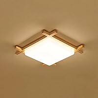 Chinese Style Minimalist Square Solid Wood LED Ceiling Light Fixture for Christmas Gift, Living Room, Dinning Room, Interior Design (Model E)