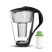 DAFI Glass Water Filter Pitcher with Alkaline Filter | 64 oz | waterdrip Water Purifier for Drinking Water, Clearly Filter jug, Water purifer | Black LED, BPA-Free | Made in Europe