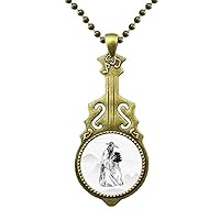 Dao Religion China Ink Ppriest Necklace Antique Guitar Jewelry Music Pendant