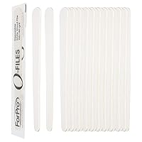 ForPro O-Files Wood Files, White, 100/180 Grit, Double-Sided Manicure & Pedicure Nail Files, Individually-Wrapped, 6” L x 0.75“ W, 100-Count