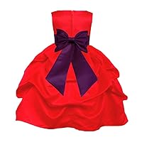 Pink Promise Christmas Red Flower Girl Wedding Holiday Pick Up Dress with Bow