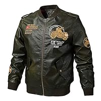 Bengbobar Men's Faux Leather Motorcycle Jackets Warm Military Pilot Coat Vintage Bomber Jacket Windbreaker Jackets for Boys
