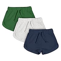 Teach Leanbh Baby Boys Girls 3 Pack Athletic Shorts Cotton Soild Color with Drawstring