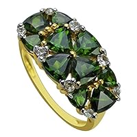 Carillon Stunning Chrome Diopside Trillion Shape 5MM Natural Earth Mined Gemstone 10K Yellow Gold Ring Wedding Jewelry for Women & Men