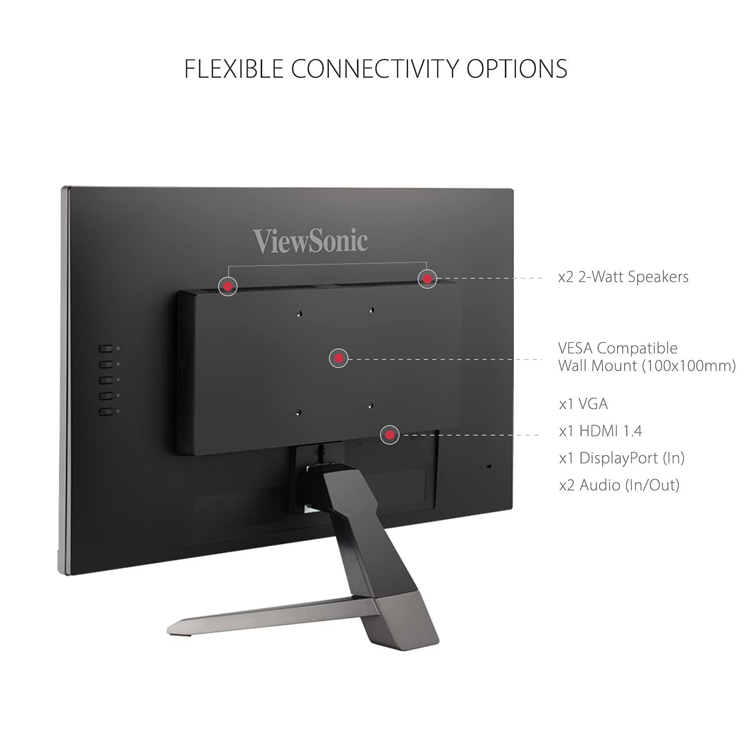 ViewSonic VX2467-MHD 24 Inch 1080p Gaming Monitor with 75Hz, 1ms, Ultra-Thin Bezels, FreeSync, Eye Care, HDMI, VGA, and DP, Black