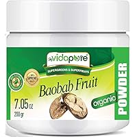 Organic Baobab Fruit Powder. Freeze Dried RAW Gluten-Free, Non-GMO, Superfood, Natural Booster for Smoothie with Vitamin C 7.05 oz – 100 gr by myVidaPure