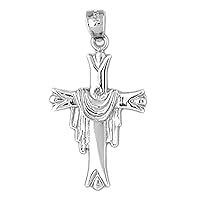 Cross With Shroud Pendant | Sterling Silver 925 Cross With Shroud Pendant - 34 mm