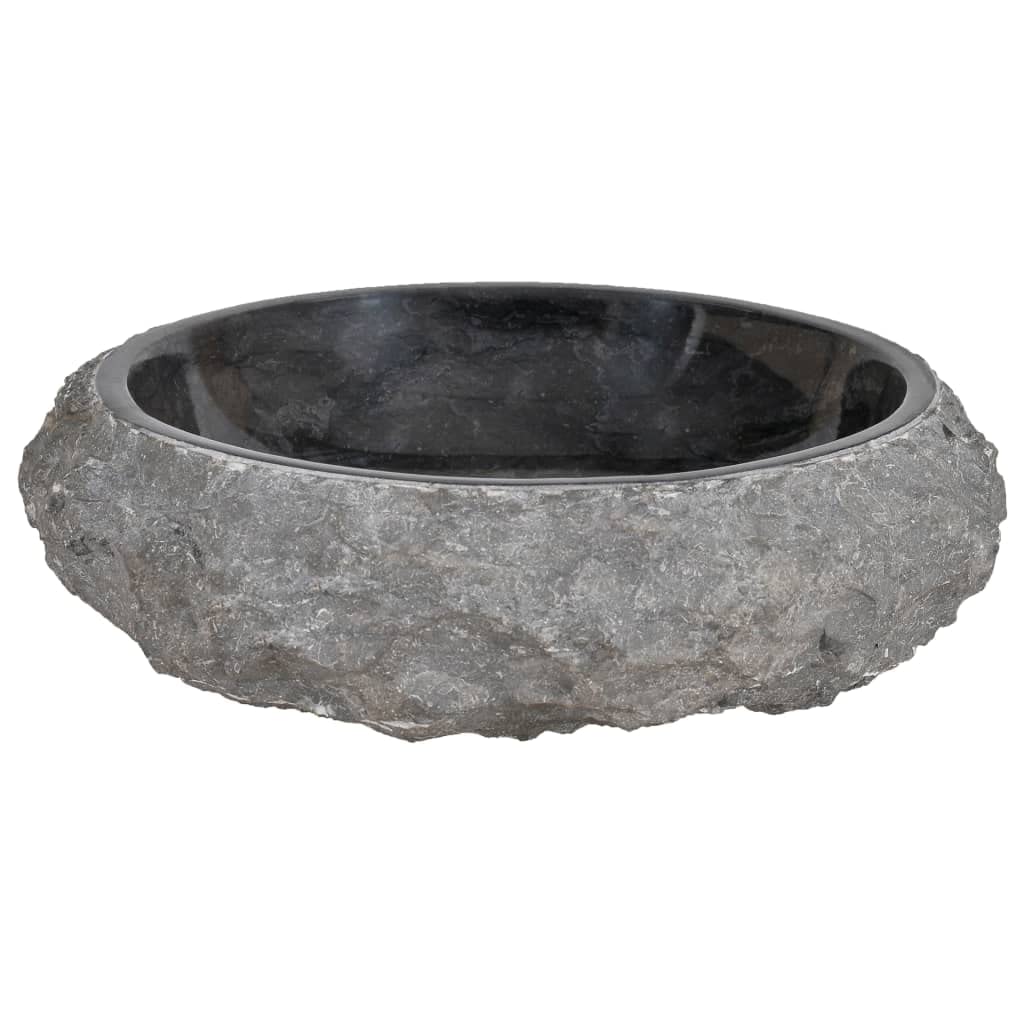 vidaXL Handcrafted Marble Sink in Black - A Rustic Charm Centerpiece for Your Bathroom, Highly Sturdy and Easy to Clean