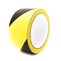 BERST-1BY Safety Warning Floor Tape, Black and Yellow Stripes, 1 Inch Wide x 54 Feet Long, 6.5 Mil Thick, Vinyl Material