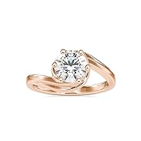 VVS Certified Solitaire Diamond Ring in 18k White/Yellow/Rose Gold with Round Moissanite Diamond Flower Design Ring | Anniversary Ring for Couple | Moissanite Engagement Ring (1.18 Cttw, G-VS2)