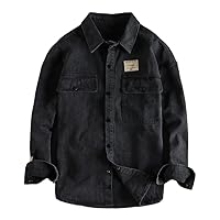 Heavy Cotton Men' Twill Woven Cargo Long Sleeve Shirt Jacket Autumn Winter Style Casual Versatile Coat