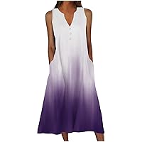 Hawaiian Tropical Beach Dresses for Women Fall Summer Sleeveless V Neck Maxi Long Loose Fit Dresses Women 2024