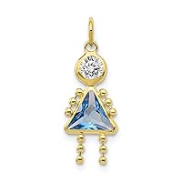 10k Yellow Gold Polished March Girl Charm Pendant Necklace Measures 20x10mm Wide Jewelry Gifts for Women