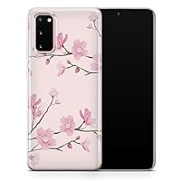 For Samsung Galaxy S21 ultra - Sakura Cherry Blossom Phone Case, Japanese Watercolour Cover - Thin Shockproof Slim Soft TPU Silicone - Design 4 - A94