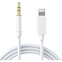 [Apple MFi Certified] iPhone to 3.5mm Car AUX Stereo Audio Cable (3FT/1M), Lightning to 3.5mm Audio AUX Adapter for iPhone 14/13 Pro Max/12/11/XS/XR/X 8 7/iPad to Home Stereo/Speaker/Headphone-White