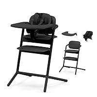 CYBEX LEMO 2 High Chair System, Grows with Child up to 209 lbs, One-Hand Height and Depth Adjustment, Anti-Tip Wheels Safety Feature - Stunning Black