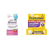 Gravol Kids Liquid for Motion Sickness, 2.5 FL OZ + Dramamine Motion Sickness Relief Less Drowsey Formula Tablets, 8 Count