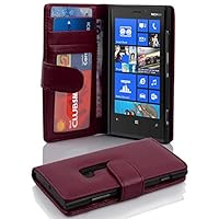 Book Case Compatible with Nokia Lumia 920 in Bordeaux Purple - with Magnetic Closure and 3 Card Slots - Wallet Etui Cover Pouch PU Leather Flip