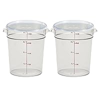 4Qt Food Storage Round Containers with Lid – Set of 2 in Clear for Industrial and Kitchen Use, Pantry Organization, Baking Ingredients and Sous Vide