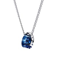 Men's Womens Stainelss Steel Blue King Crown CZ Rhinestone Cubic Zirconia Valentine Lover's Couple Pendant Necklace for Wedding Engagement