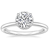 JEWELERYIUM 1 CT Round Cut Colorless Moissanite Engagement Ring, Wedding/Bridal Ring Set, Halo Style, Solid Sterling Silver Antique Anniversary Bridal Jewelry, Awesome Birthday Gifts