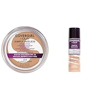 COVERGIRL+OLAY Simply Ageless Instant Wrinkle-Defying Foundation 210 Classic Ivory 0.44 Fl Oz & Simply Ageless 3-in-1 Liquid Foundation Classic Ivory
