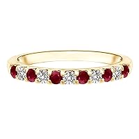 Half Eternity Band 0.50 Ctw Round Ruby Gemstone 925 Sterling Silver Stackable Ring