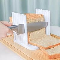 Foldable Manual Bread Slicer for Kitchen,Adjustable Slicing Guides,Bread slice for Homemade Bread(white)