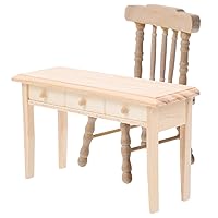 ERINGOGO 1 Set Dollhouse Table and Chairs Home Goods Decor Tablescape Decor Office Desk Decorations Work Desk Decor Tabletop Accessories Office Desk Accessories Wood Mini Rocking Chair