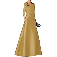 A-Line Elegant Wedding Guest Dress Off Shoulder Half Sleeve Floor Length Evening Dress with Ruched 2024