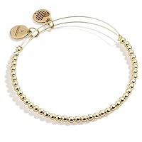 Alex and Ani Accents Beaded Expandable Bangle for Women, Dot Beads, Shiny Gold Finish, 2 to 3.5 in