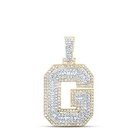 Jewels By Lux 10K Yellow Gold Mens Round Diamond Initial Letter Charm Pendant 1 Cttw