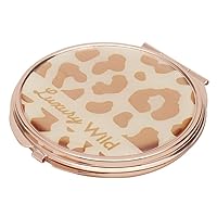 Home Basics Leopard Cosmetic Pocket Mirror, (1x/2x Magnification), Pink