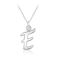 925 Sterling Silver Finish Round Cut Diamond Initial Alphabet Letter E Pendant 18