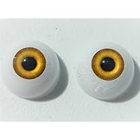 Dead Head Props Pair of Realistic Life size Human/Zombie Acrylic half round Eyes for Halloween PROPS, MASKS, DOLLS (Yellow FW01 eyes) 26mm