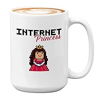 Gamer Coffee Mug Coffee Mug 15oz White - Internet Princess - Funny Gaming Video Game Bitmap Player Streamer Friendship Family